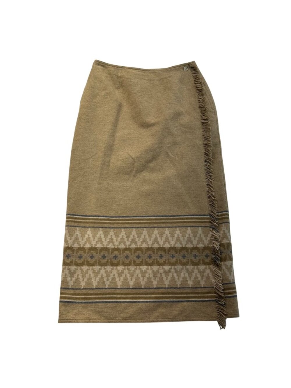 Liz Sport Wool Blend Blanket Wrap Maxi Skirt Vintage Size 14 Fringe Southwest
